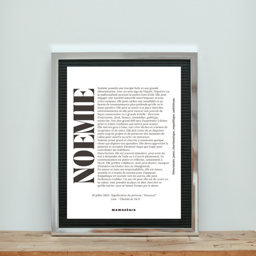 Affiche personnalisée numérologie prénom Noémie – Momentara